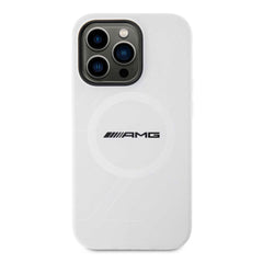 A Photo Of AMG Magsafe Silicone Case with Large Rhombuses Pattern for iPhone 15 Pro - White