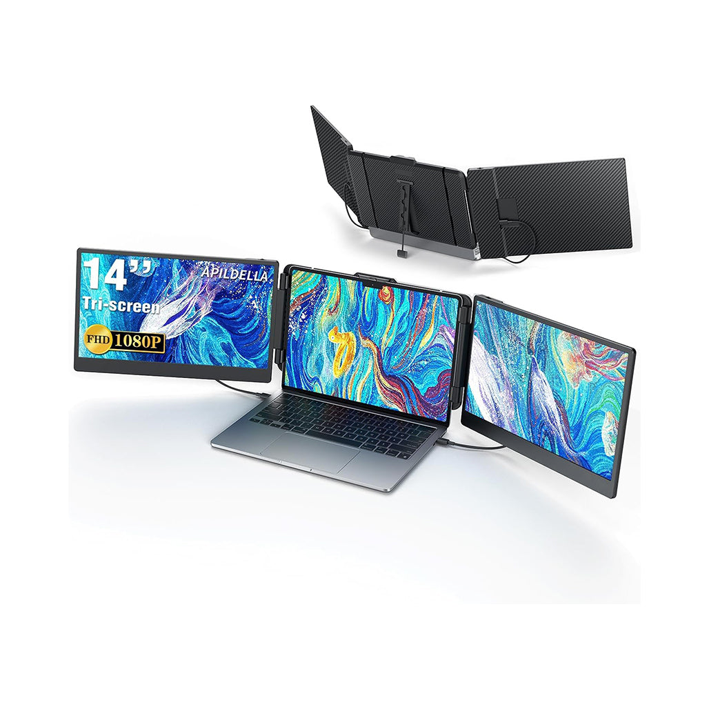 A Photo Of Apildella 14’’ Triple Laptop Screen Extender – 1080P FHD Portable Dual Monitor for Laptop