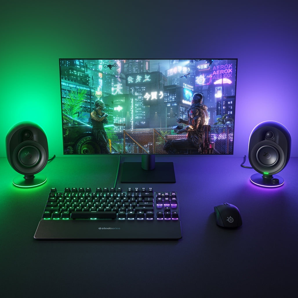 A Photo Of SteelSeries Arena 7 - Immersive 2.1 Gaming Speaker System with Reactive Illumination