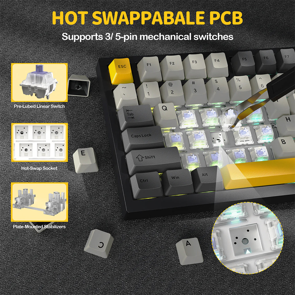 A Photo Of Attack Shark X820 Ultra - 75% Tri-Mode Gasket Wireless Mechanical Gaming Keyboard