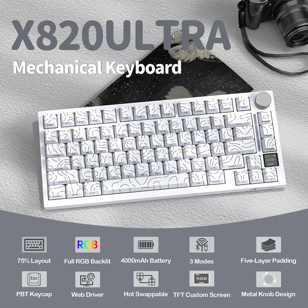 A Photo Of Attack Shark X820 Ultra - 75% Tri-Mode Gasket Wireless Mechanical Gaming Keyboard