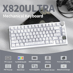 A Photo Of Attack Shark X820 Ultra - 75% Tri-Mode Gasket Wireless Mechanical Gaming Keyboard