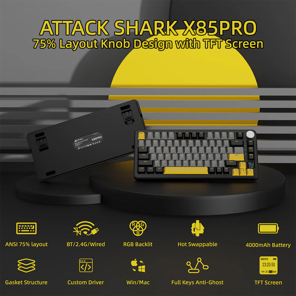 A Photo Of Attack Shark X85 Pro - 75% Wireless Mechanical Gaming Keyboard - Blueberry Switch (Linear)