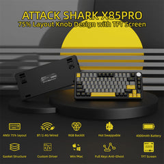 A Photo Of Attack Shark X85 Pro - 75% Wireless Mechanical Gaming Keyboard - Blueberry Switch (Linear)