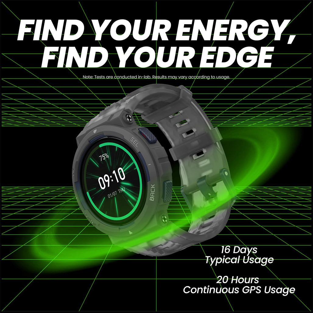 A Photo Of Amazfit Active Edge Lava Black - Rugged Smart Watch