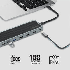 A Photo Of Promate 4K@60Hz Triple Display Multi-Port USB-C Docking Station