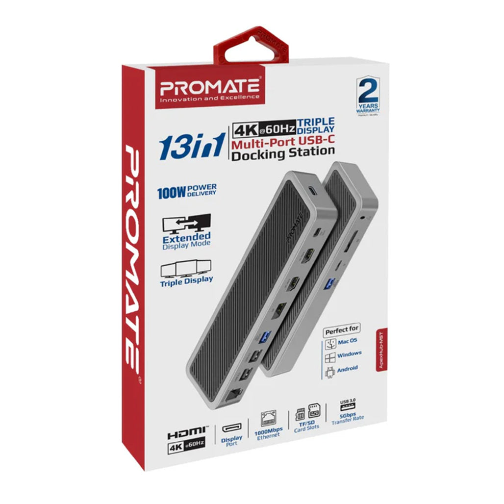 A Photo Of Promate 4K@60Hz Triple Display Multi-Port USB-C Docking Station