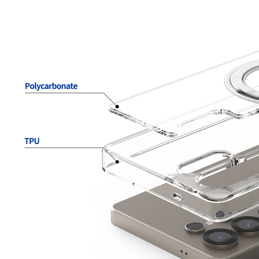 A Photo Of Araree Duple M Stand Case for Samsung Galaxy S25 Ultra – Clear Protection with Magnetic Charging & 360° Kickstand