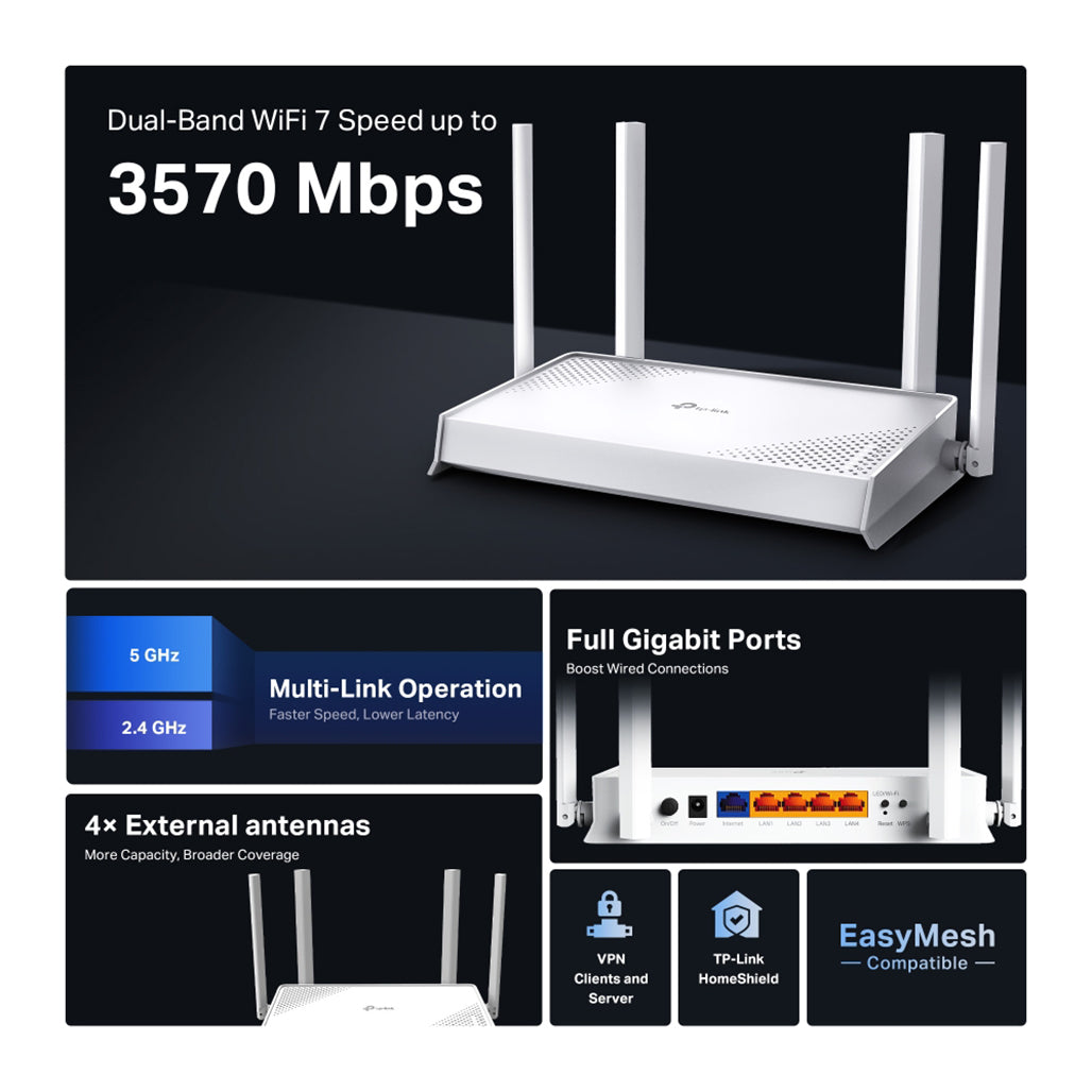 A Photo Of TP-Link Archer BE220W - BE3600 Dual-Band Wi-Fi 7 Router