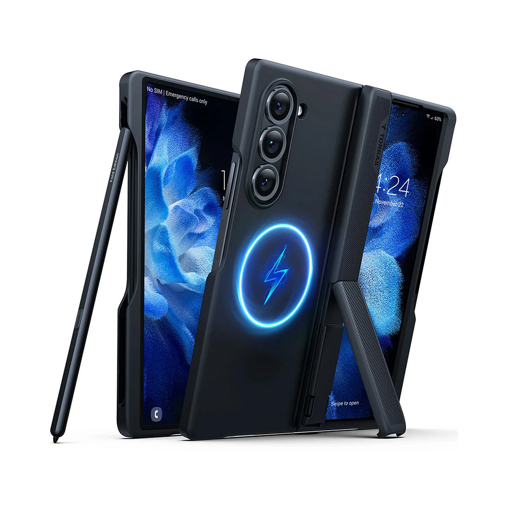 A Photo Of Torras Armor Stand Case for Samsung Galaxy Z Fold 6 – Magnetic, Shockproof, Kickstand Protection