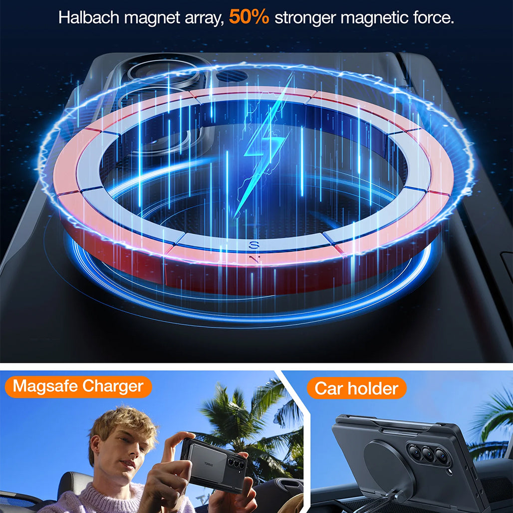 A Photo Of Torras Armor Stand Case for Samsung Galaxy Z Fold 6 – Magnetic, Shockproof, Kickstand Protection