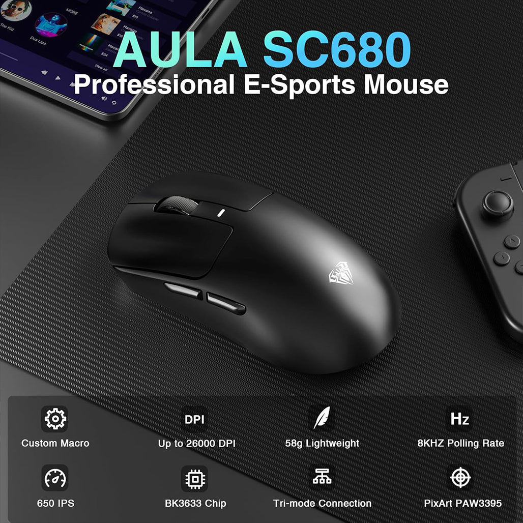 A Photo Of Aula SC680 Three-Mode Gaming Mouse