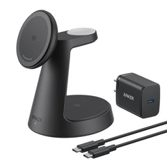 A Photo Of Anker MagGo 3-in-1 Wireless Charging Station with 15W MagSafe - B25M4G11