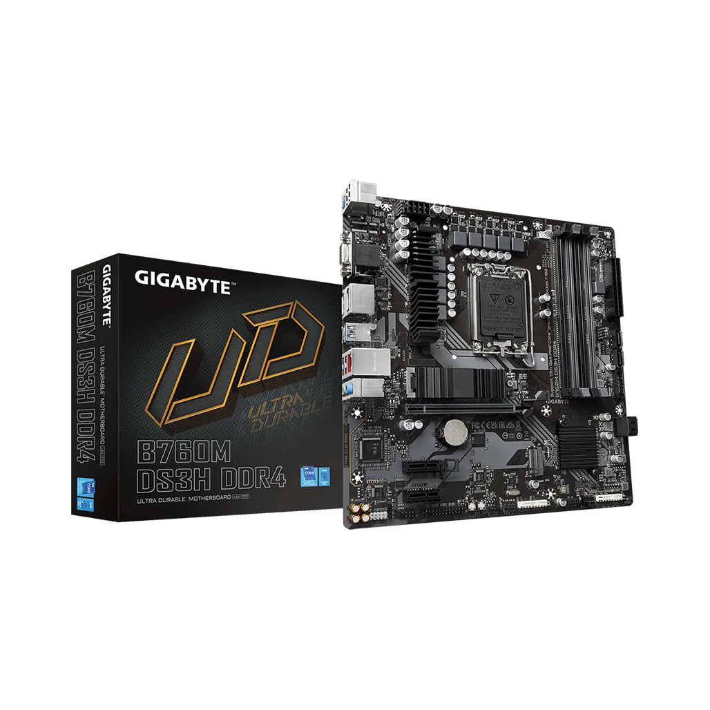 A Photo Of Gigabyte B760M DS3H DDR4 Motherboard | Intel 14th/13th/12th Gen | PCIe 4.0 | 2.5GbE LAN | USB-C 10Gb/s