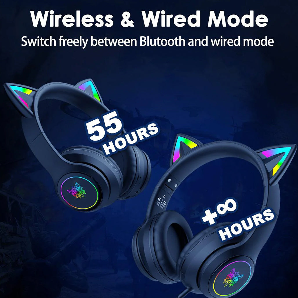 A Photo Of Onikuma B90 RGB Cat Ear Bluetooth 5.3 Wireless Gaming Headset