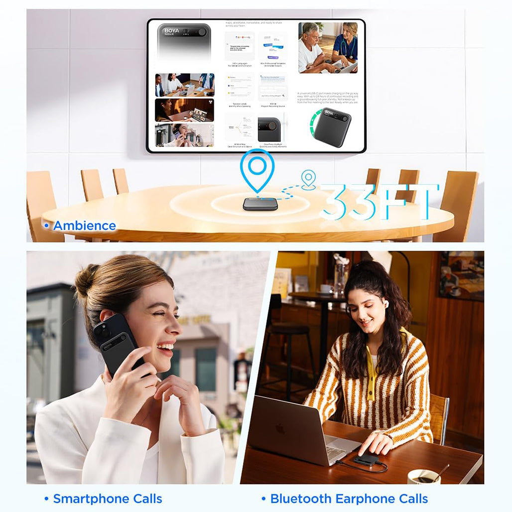 A Photo Of BOYA Notra AI Voice Recorder – Smart Transcription Device with ChatGPT & Gemini AI