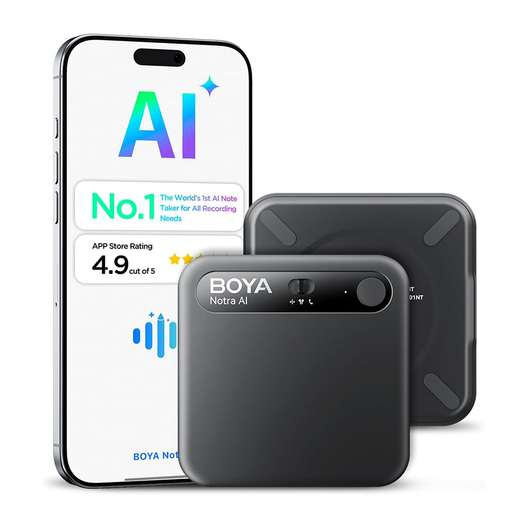 A Photo Of BOYA Notra AI Voice Recorder – Smart Transcription Device with ChatGPT & Gemini AI