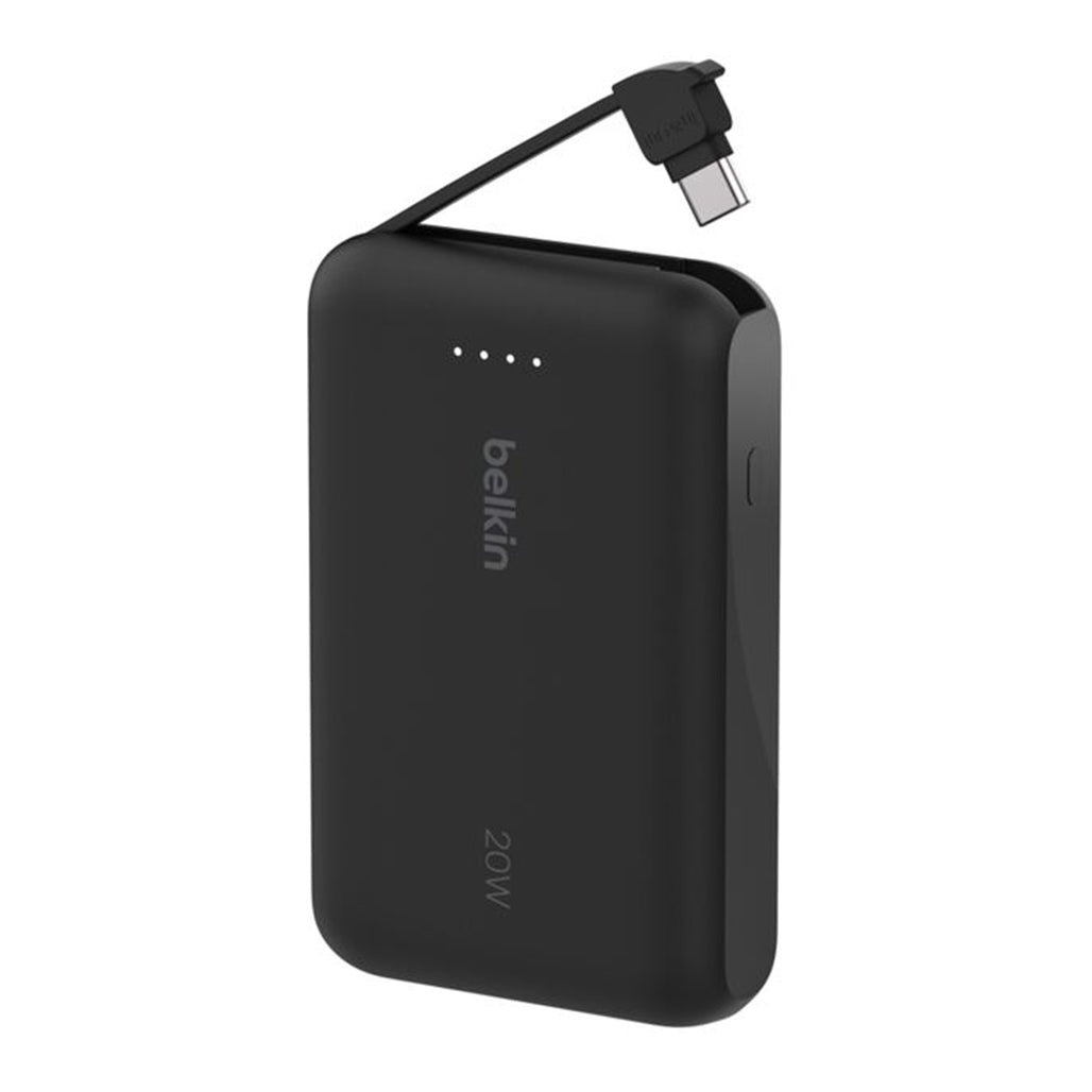 A Photo Of Belkin BoostCharge 10,000mAh USB-C Power Bank with Integrated Cable – 20W Fast Charging & Dual Device Support