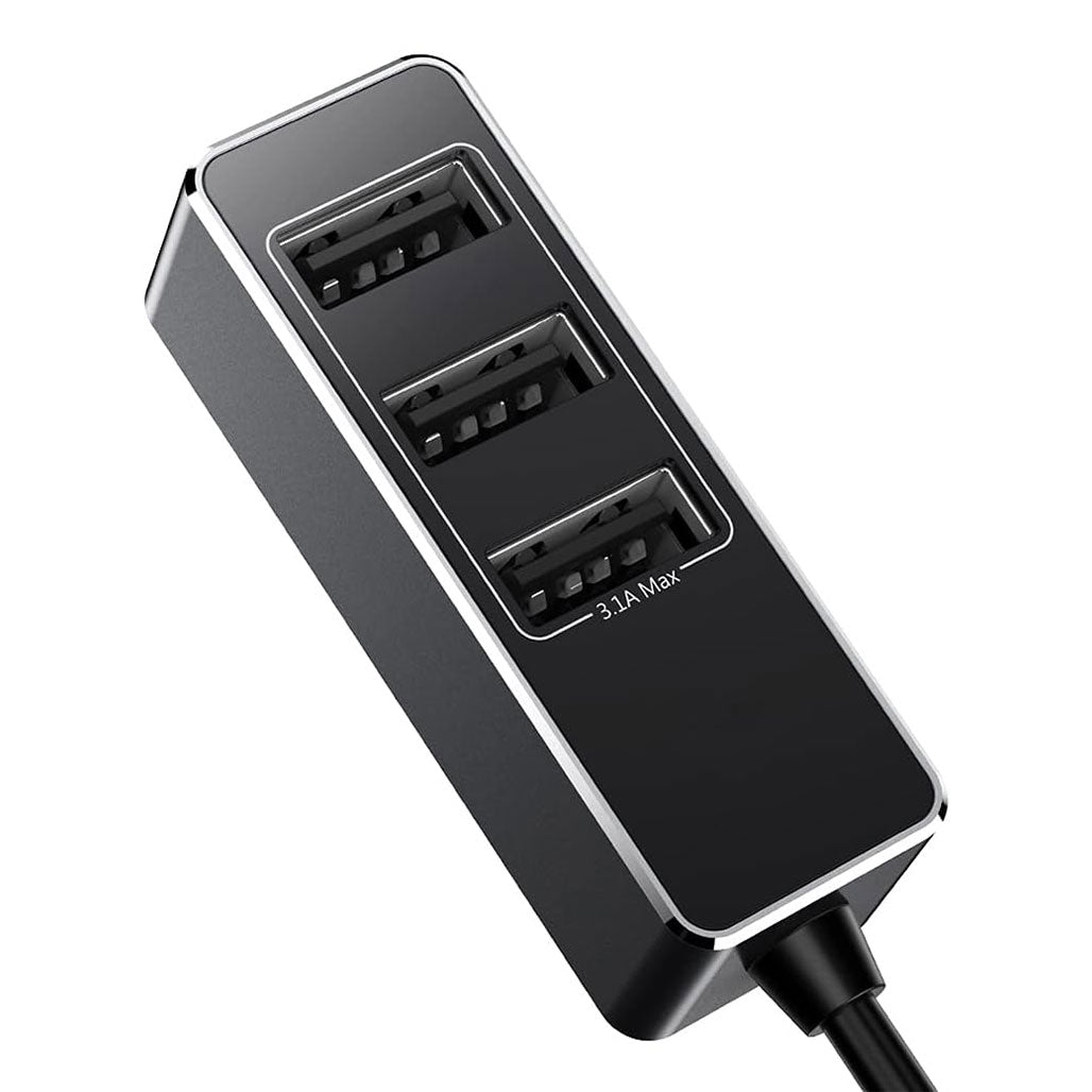 A Photo Of Baseus Car Charger Charging Station Splitter 5.5A - 3 USB Ports, 1.5M Cable, Black | CCTON-01