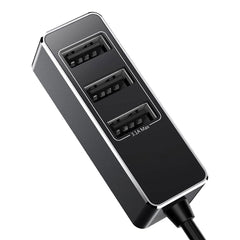 A Photo Of Baseus Car Charger Charging Station Splitter 5.5A - 3 USB Ports, 1.5M Cable, Black | CCTON-01