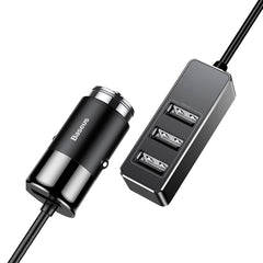 A Photo Of Baseus Car Charger Charging Station Splitter 5.5A - 3 USB Ports, 1.5M Cable, Black | CCTON-01