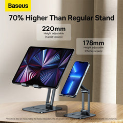 A Photo Of Baseus Desktop Biaxial Foldable Metal Stand for Phones - Grey