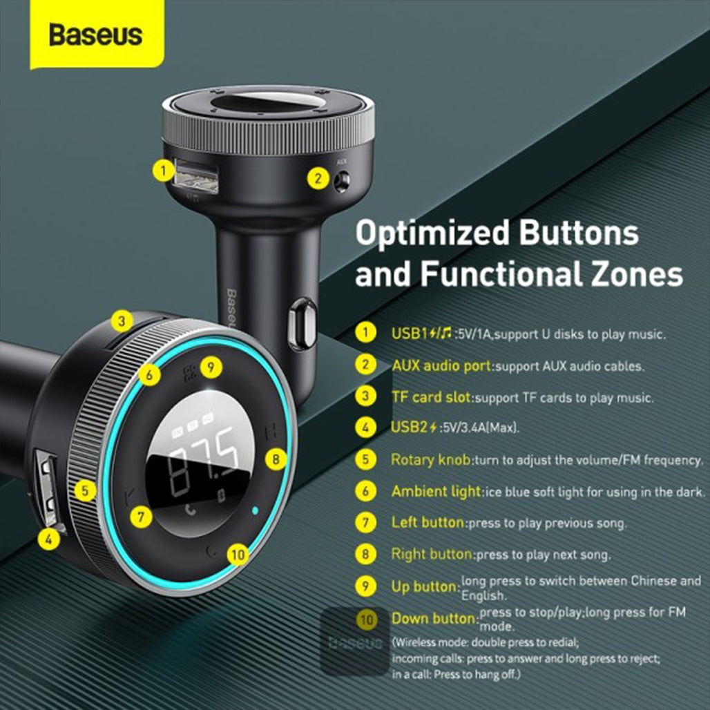 A Photo Of Baseus Enjoy Car Wireless MP3 Charger (Wireless 5.0+5V/3.4A)