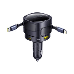 A Photo Of Baseus Enjoyment Max 90W Car Charger with Built-in USB-C & Lightning Cables