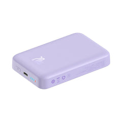 A Photo Of Baseus Magnetic Mini Wireless Fast Charge Power Bank 10000mAh 20W - Purple | Includes Type-C to Type-C Cable