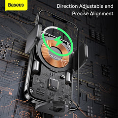 A Photo Of Baseus Qi 15W Wireless Car Charger and Phone Holder with Suction Cup – Fast Charging, Auto Alignment, and Universal Compatibility