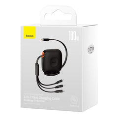 A Photo Of Baseus Traction Series Retractable 3-in-1 Fast Charging Cable – 100W Power Delivery with 360° Rotation and Easy Storage