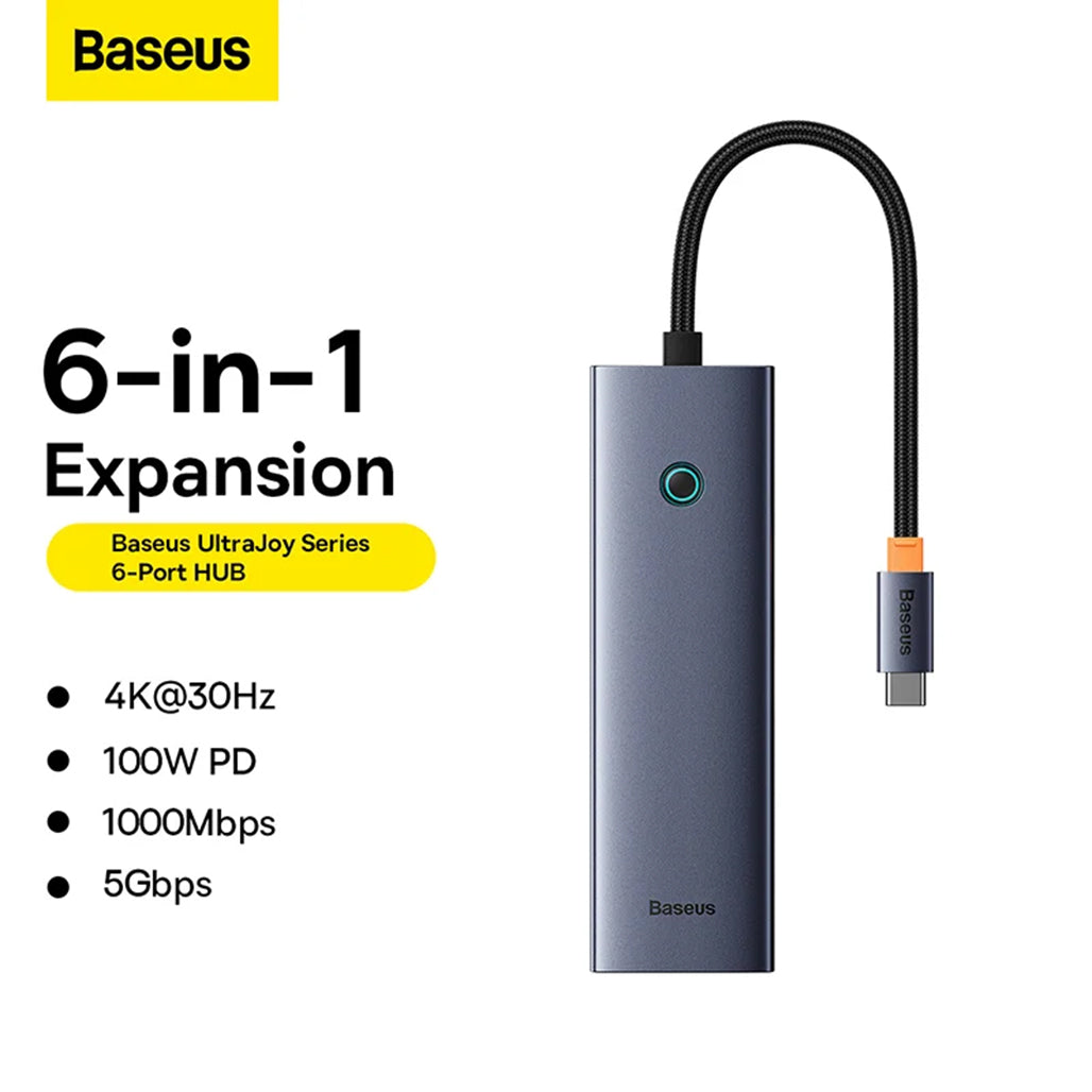 A Photo Of Baseus UltraJoy 6-in-1 USB Hub - Type-C Docking Station