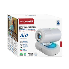 A Photo Of Promate Beamer-250R - 4K Compatible Wireless LCD Projector