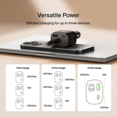 A Photo Of Belkin BoostCharge 75W Retractable Car Charger with USB-C Cable & Dual Ports