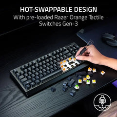 A Photo Of Razer BlackWidow V4 - Tenkeyless HyperSpeed Wireless Mechanical Gaming Keyboard