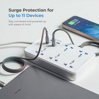Blupebble 11-In-1 Universal Power Hub Surge Protector