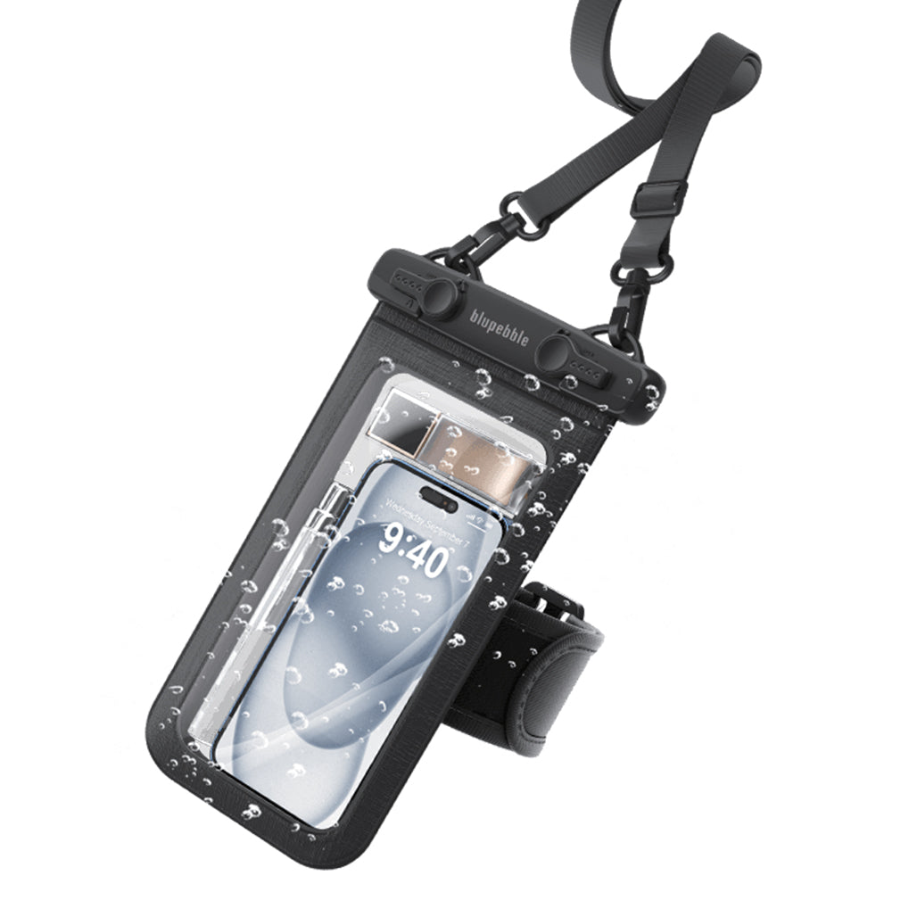 A Photo Of Blupebble Waterproof Floating Phone Pouch for Smartphones up to 8.5″ – IPX8 Rated Dry Bag Case