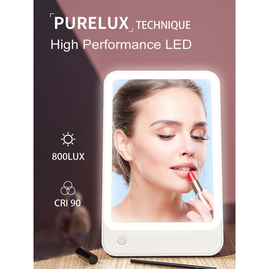 A Photo Of Bomidi R1 LED Makeup Mirror – 2-in-1 Desktop & Wall Mount, Adjustable Stand, 3 Brightness Levels, Rechargeable USB-C