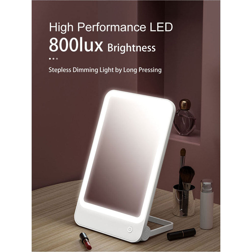 A Photo Of Bomidi R1 LED Makeup Mirror – 2-in-1 Desktop & Wall Mount, Adjustable Stand, 3 Brightness Levels, Rechargeable USB-C