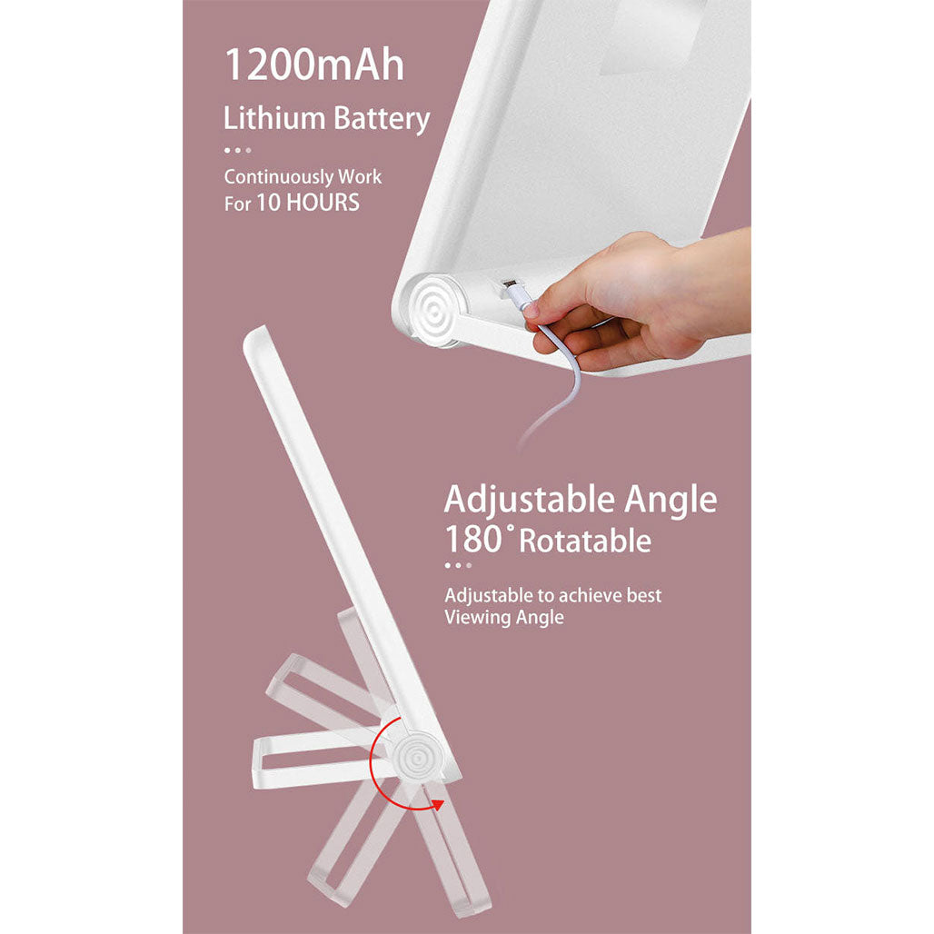 A Photo Of Bomidi R1 LED Makeup Mirror – 2-in-1 Desktop & Wall Mount, Adjustable Stand, 3 Brightness Levels, Rechargeable USB-C