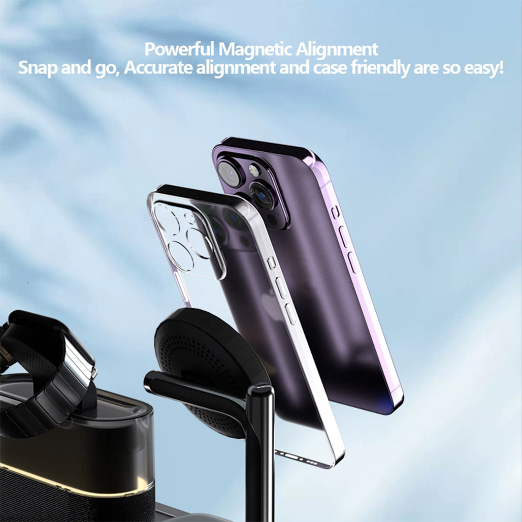 A Photo Of 5-in-1 Multifunctional 15W Wireless Charging Station with Bedside Clock - C09