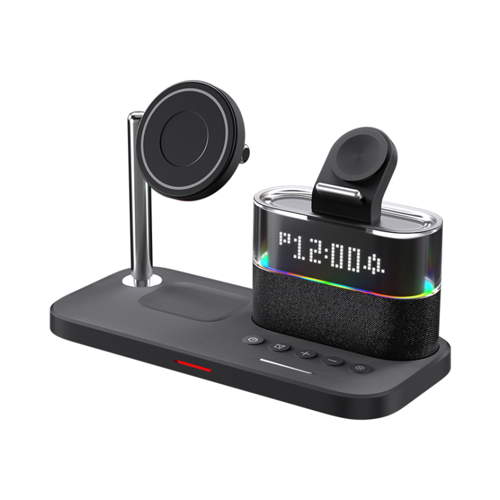 A Photo Of 5-in-1 Multifunctional 15W Wireless Charging Station with Bedside Clock - C09