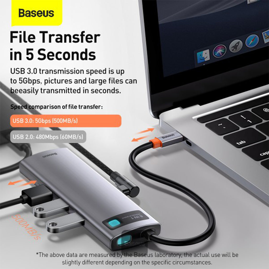 A Photo Of Baseus Metal Gleam Series - 8in1 Multifunctional Type-C HUB Docking Station