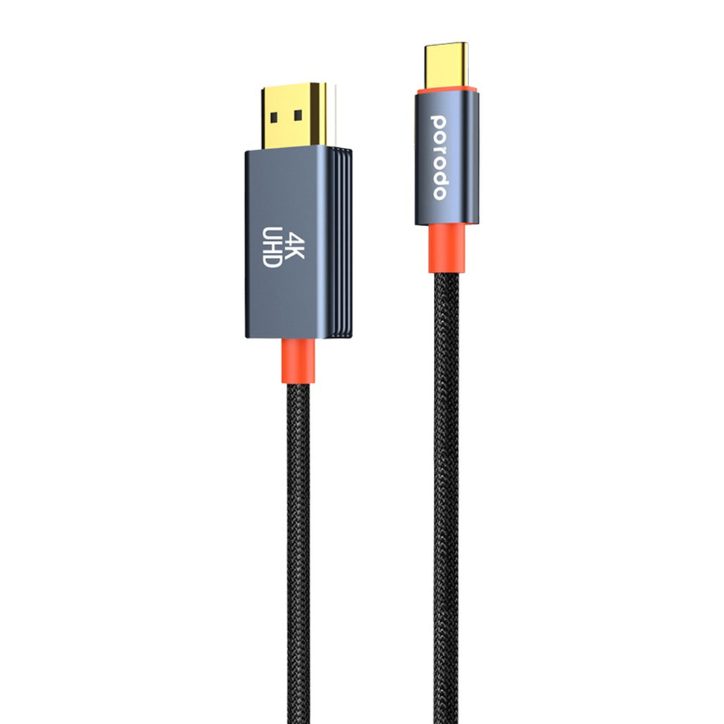 A Photo Of Porodo Woven Cable Type-C to HDMI - Black