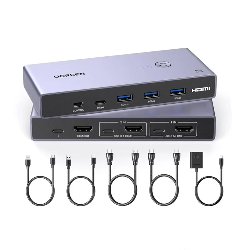 A Photo Of UGREEN 8K HDMI 2-Port KVM Switch Box with USB 3.0 & USB-C – CM692 25961