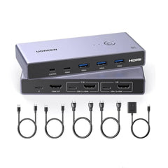 A Photo Of UGREEN 8K HDMI 2-Port KVM Switch Box with USB 3.0 & USB-C – CM692 25961