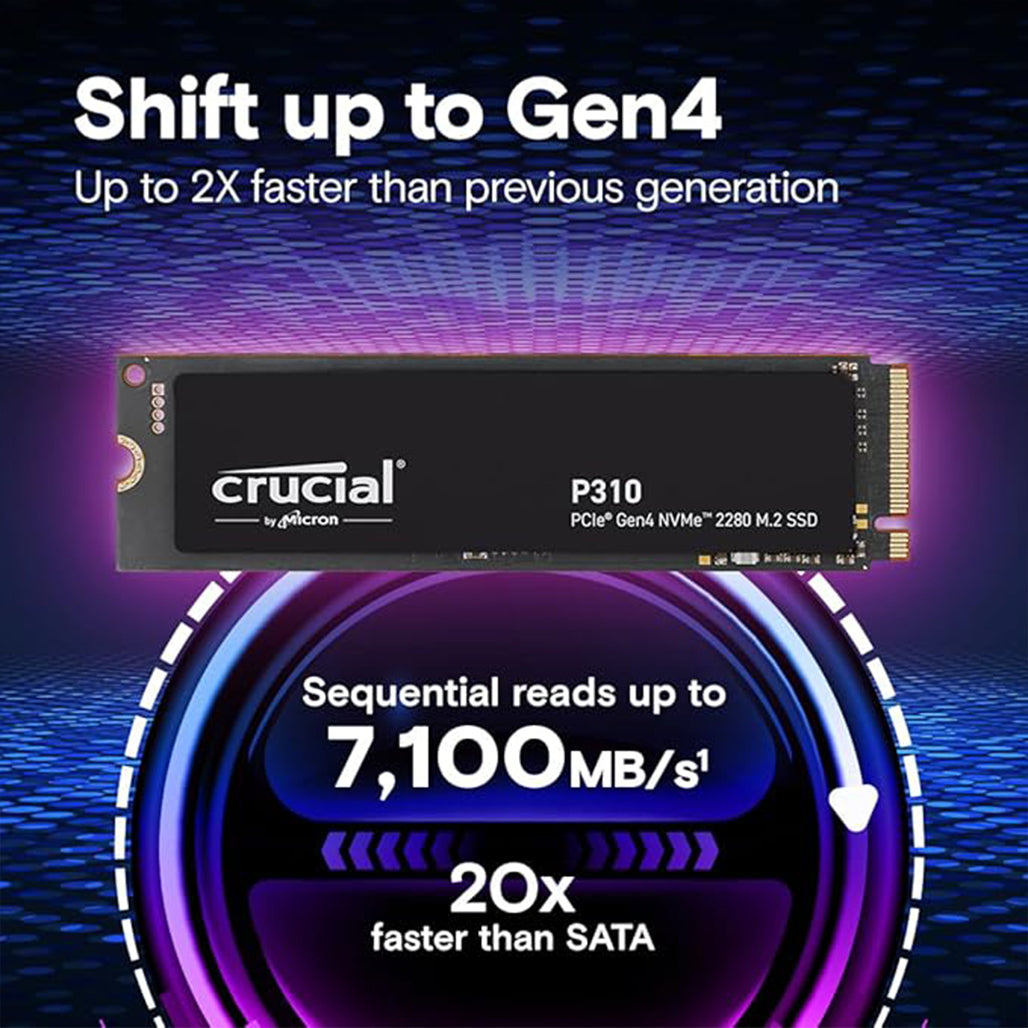 A Photo Of Crucial P310 4TB NVMe PCIe Gen4 M.2 SSD – 7100MB/s Read Speed - CT4000P310SSD801