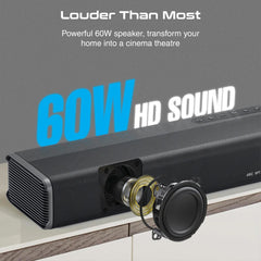 A Photo Of Promate CastBar-60 - 60W Ultra-Slim Soundbar with Built-in Subwoofer