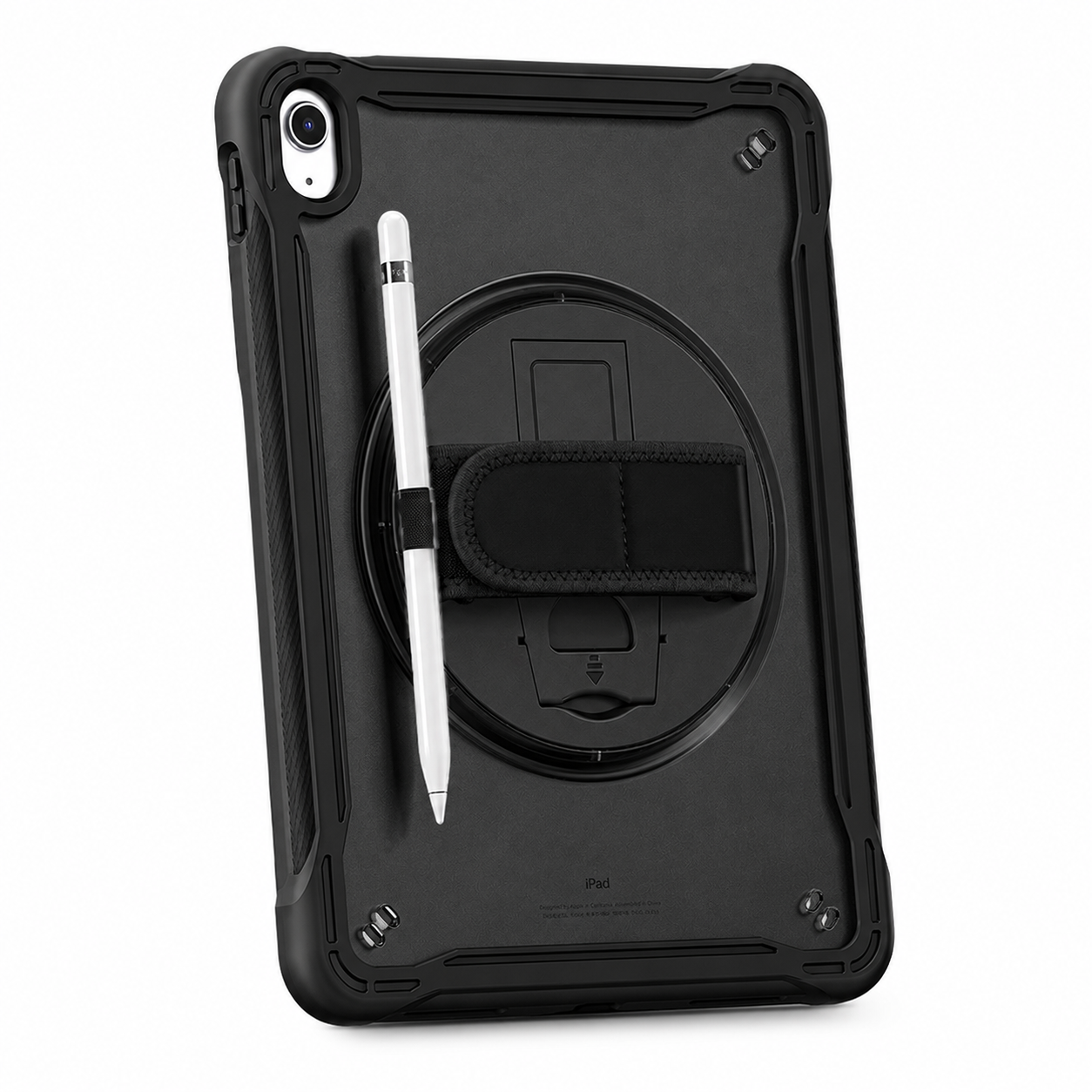 A Photo Of Classic Rugged Case - 360° Rotating Stand & Hand Strap for iPad 11 (2025) & iPad 10.9 (2022)