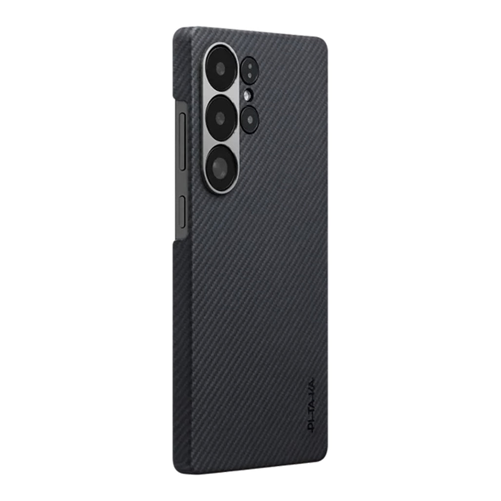A Photo Of Pitaka Ultra-Slim Classic Case for Samsung Galaxy S25 Ultra – 600D Black/Grey (Twill) | Lightweight & Durable Aramid Fiber Cover